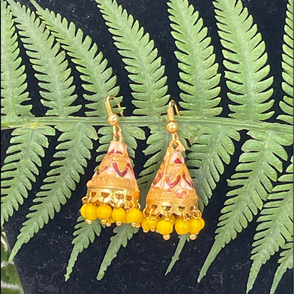⭐️🌸Indian Jhumki Earrings Minakari Meenakari bell